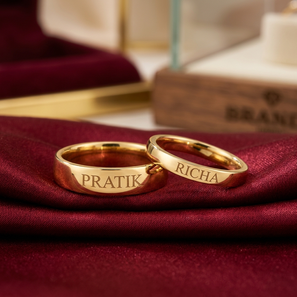 Matching Couple Engraved Name Bands (Set of 2)